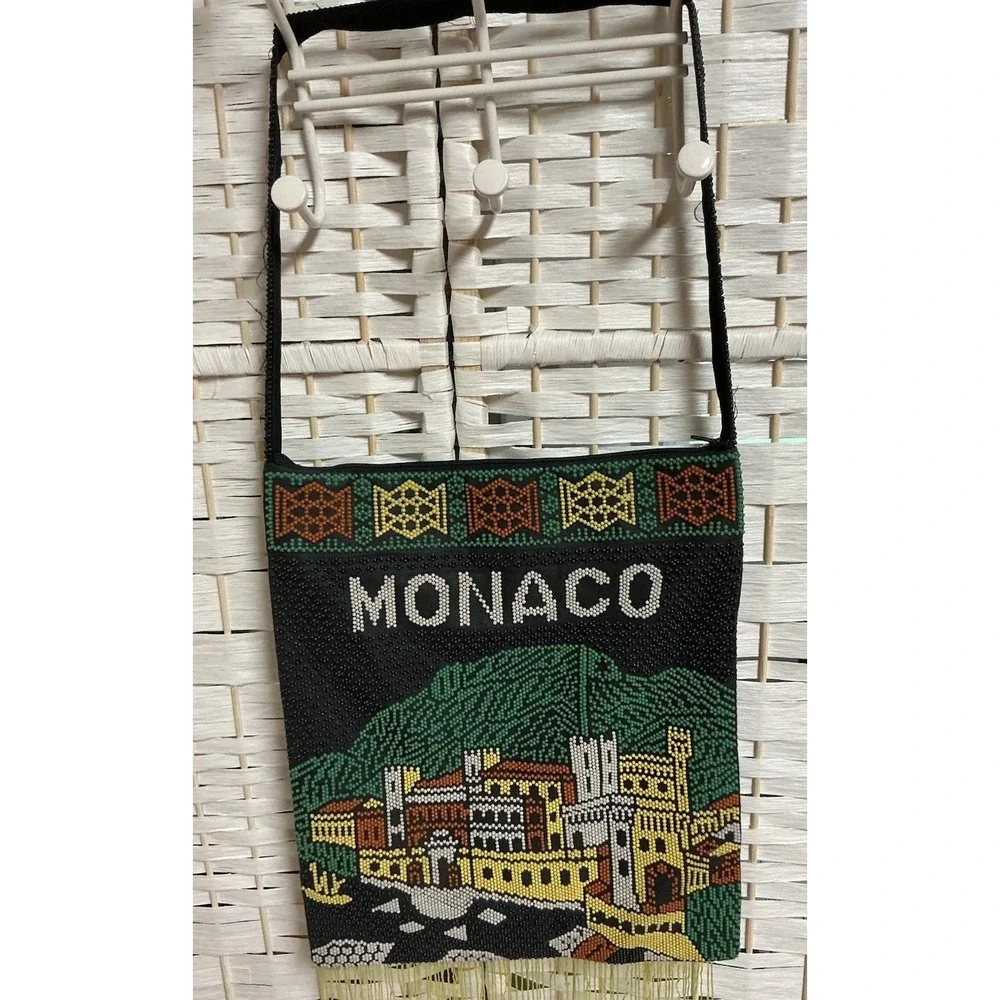 Vintage 1970s Monaco Beaded Souvenir Handbag‎